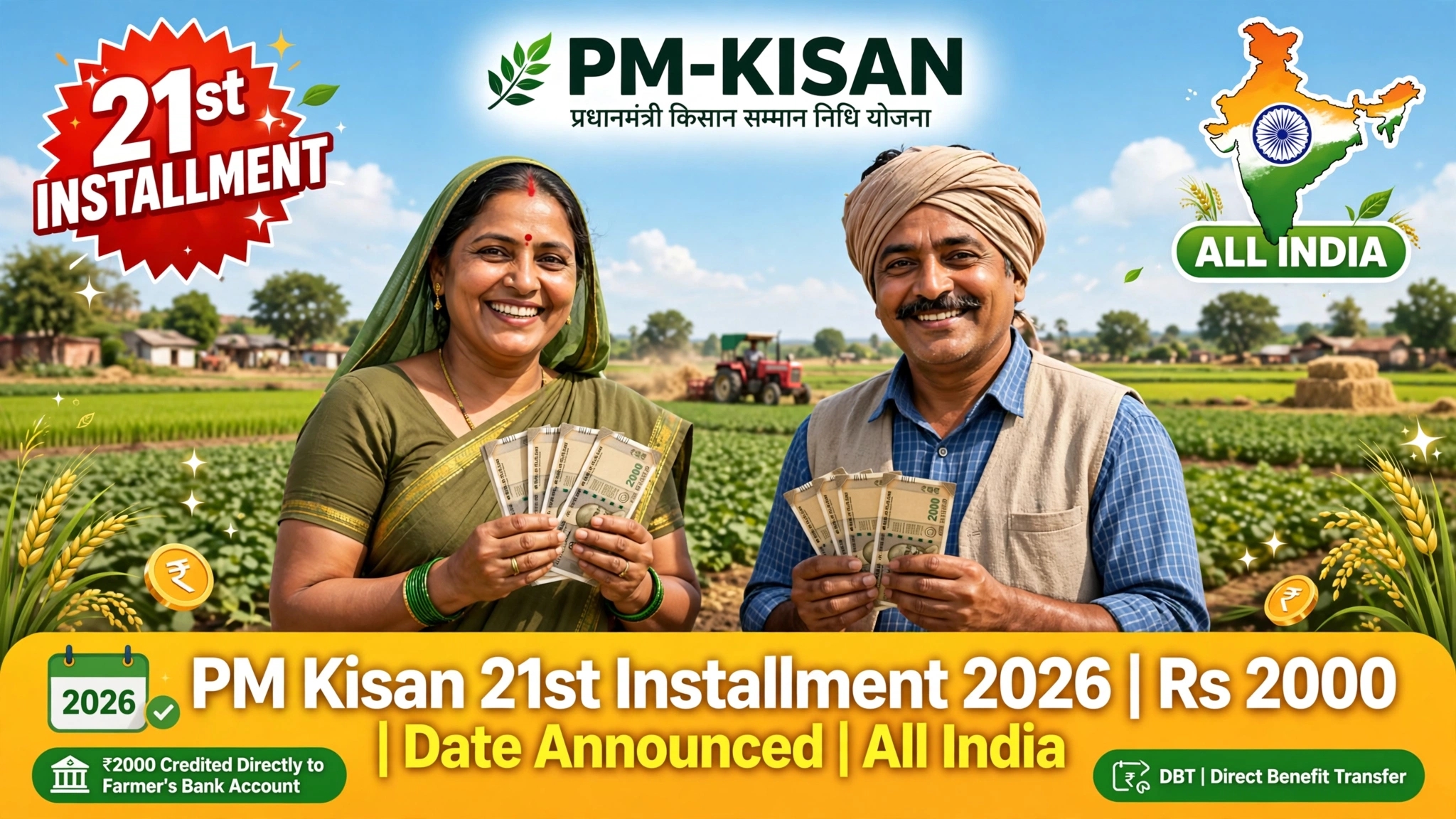 PM Kisan 21st Installment 2026: Rs 2000 Date Announced, Check Beneficiary Status All India