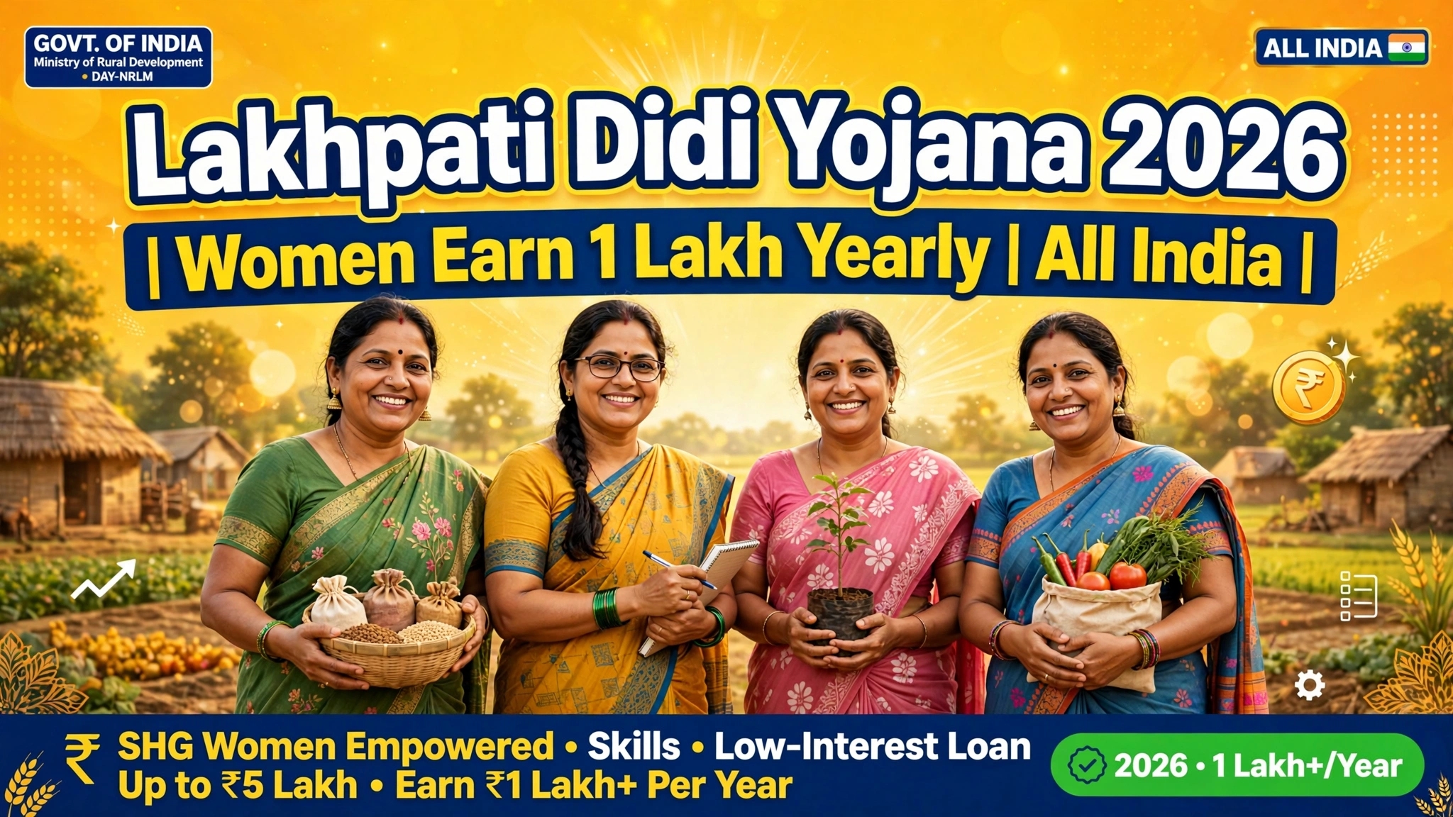 Lakhpati Didi Yojana 2026: Women Earn Rs 1 Lakh Per Year + Rs 5 Lakh Loan All India, Apply Online