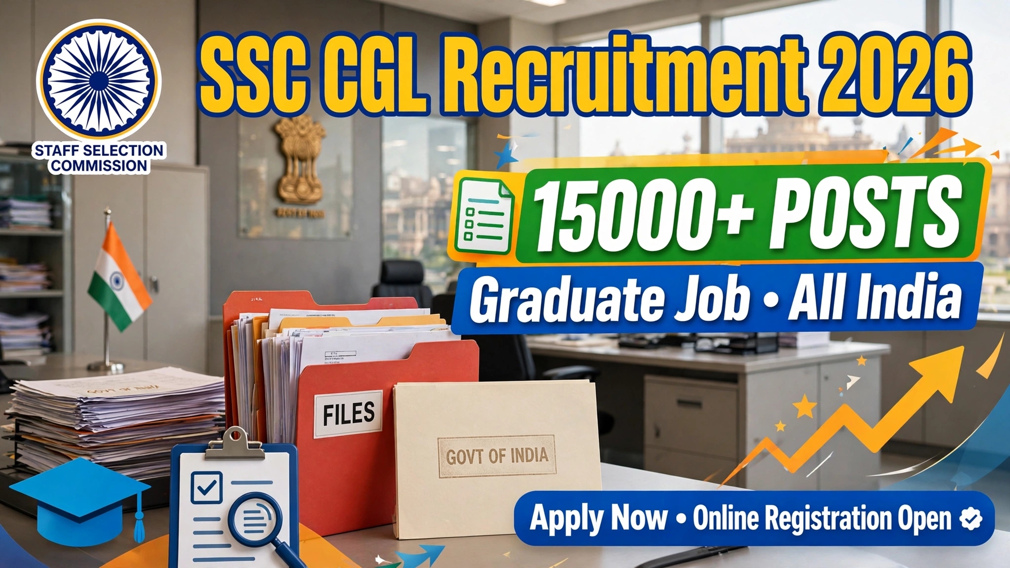 SSC CGL Recruitment 2026: 15000+ Inspector, Assistant, Auditor Posts for Graduates All India, Apply Online